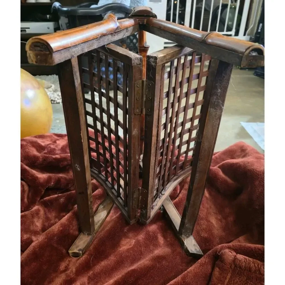 Vintage Bamboo Folding Magazine Rack Bentwood Rattan Boho MCM Hollywood Regency